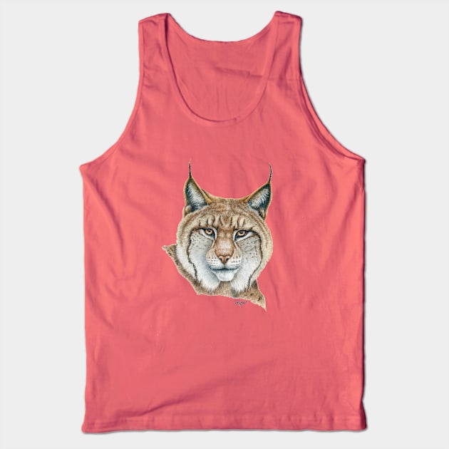 Lynx Tank Top by Dave Bartholet Wildlife Art